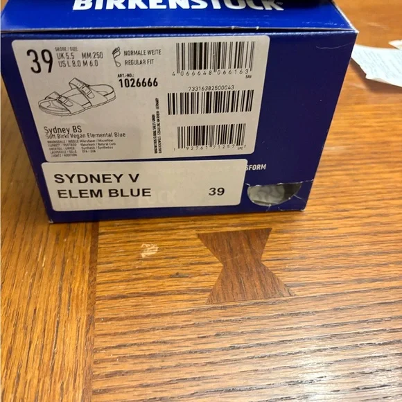 Birkenstock womens 39 new in box Sydney Bs Soft Birki Vegan Elemental Blue - Picture 5 of 5